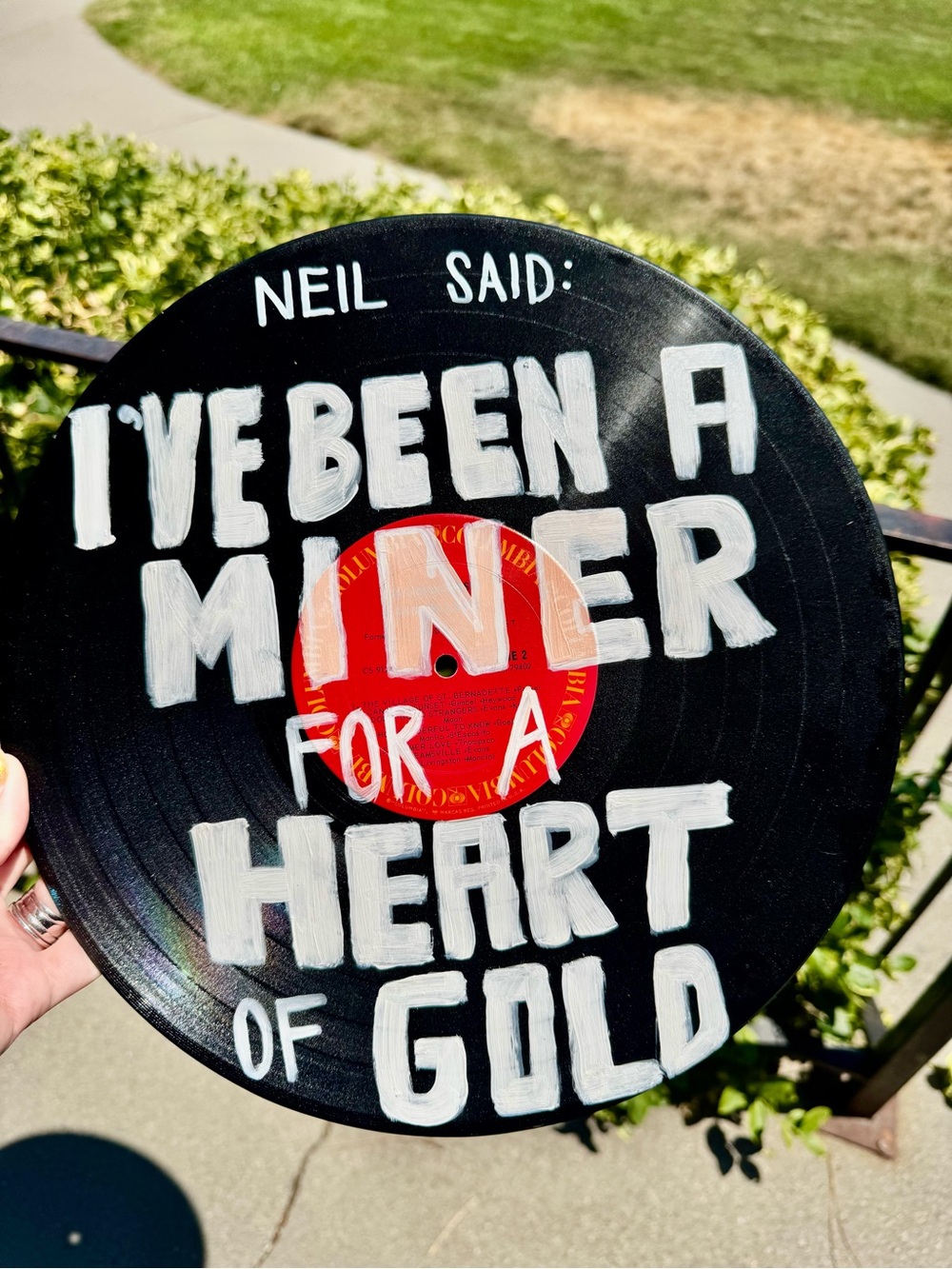 Neil Young Lyric Painted Vinyl- Heart of Gold -Hand painted record art